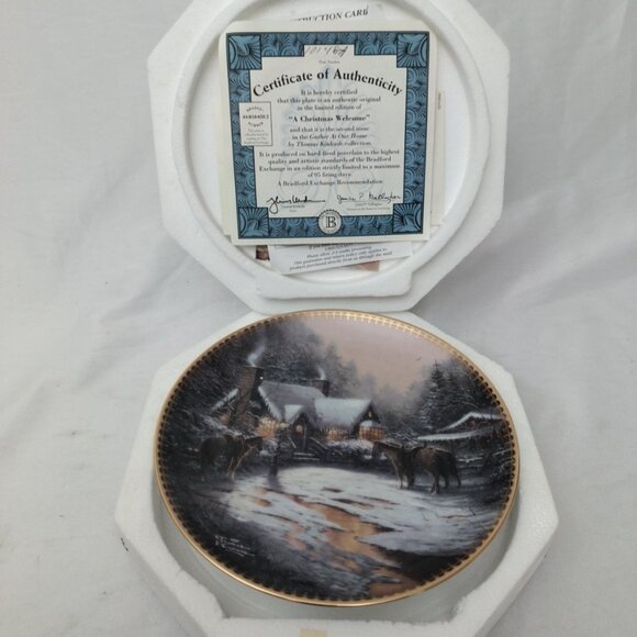 Thomas Kinkade A CHRISTMAS WELCOME Plate Gather At Our HomeW/ COA 1997 vintage - Picture 1 of 5